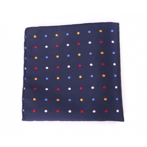 Navy & Multicolor Dot Pocket Square