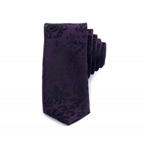 Purple Jacquard Flower Tie