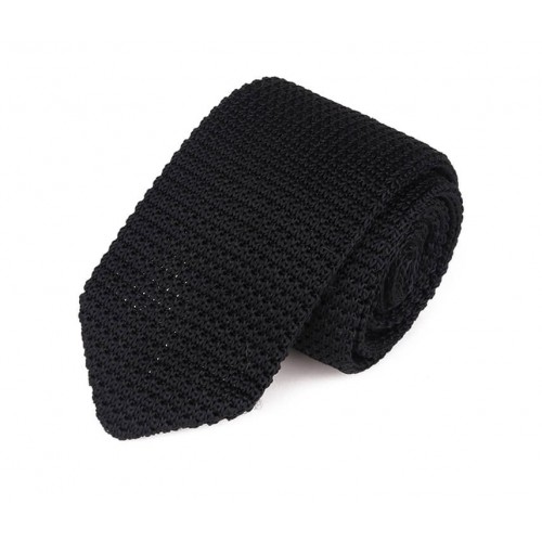 Black Pointed Loosely Knitted Tie