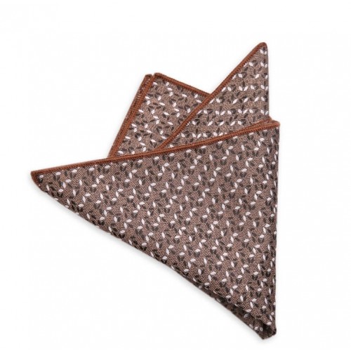 Brown & Cream Diagonal Weave Pocket Square