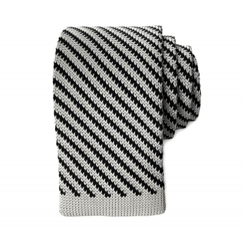 Black & White Houndstooth Knit Tie