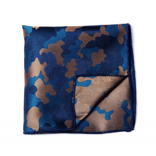 Blue & Brown Camouflage Pocket Square