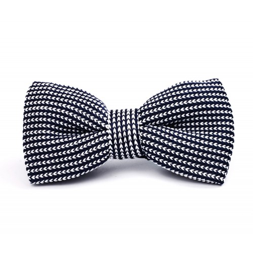 Dark Blue Two Tone Knitted Bow Tie