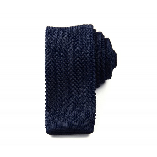 Slim Knitted Dark Blue Tie