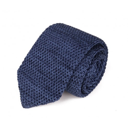 Space Blue Melange Pointed Knitted Tie