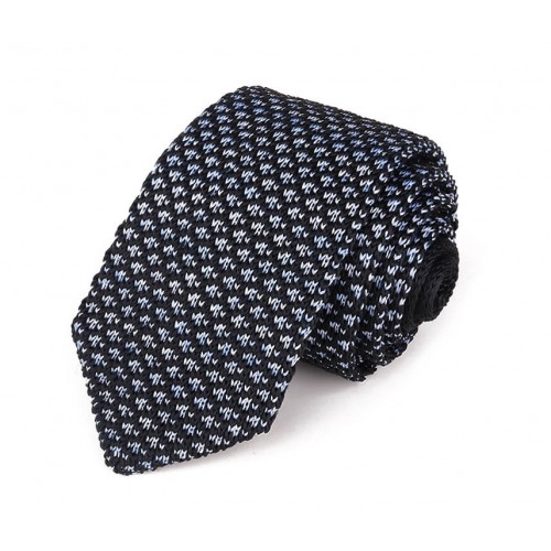 Black, White & Blue Pointed Knitted Tie