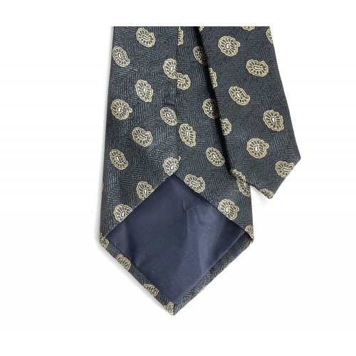 Dark Gray & Gold Paisley Textured Tie