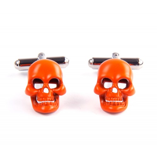 Orange skull cuff links