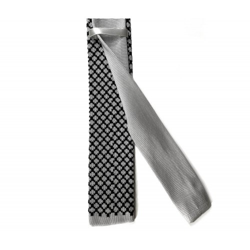 Black & Gray Checkerboard Knit Tie