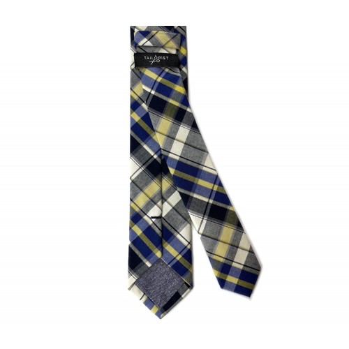 Blue & Yellow Plaid Classic Cotton Tie