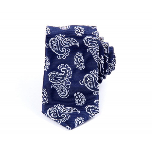 Mörkblå paisley slips