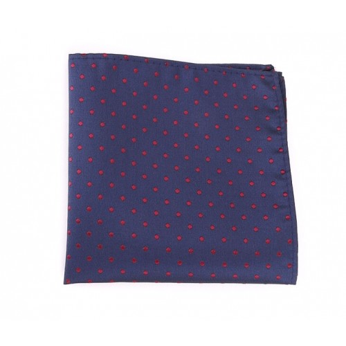 Blue with Red Dot Pocket Square